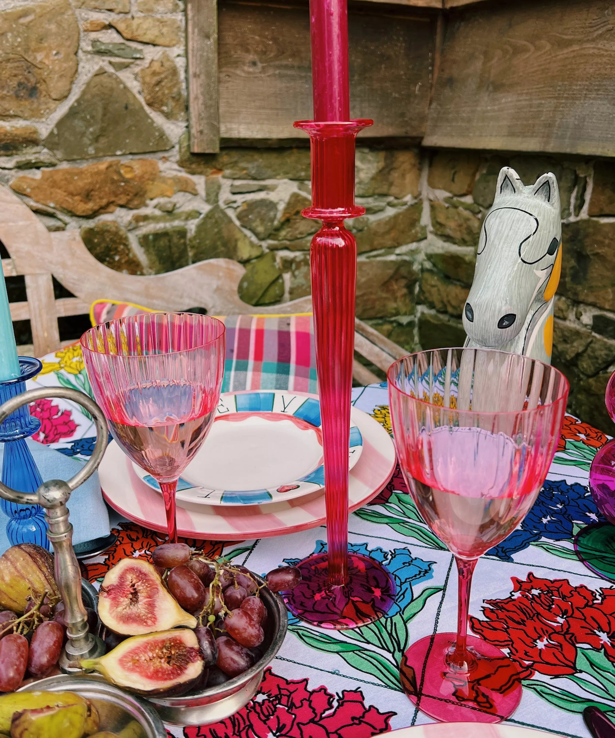 Glas Kerzenständer Pink