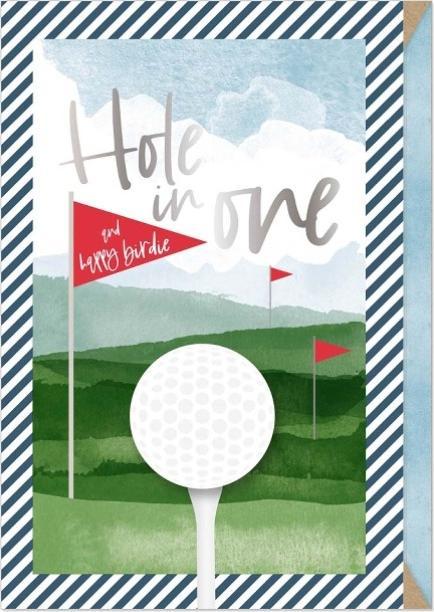 Geburtstagskarte Für Sohn – Golf-Design Mit Geprägten Silberfolien, 228x158 Mm, Inkl. Illustriertem Einlegeblatt