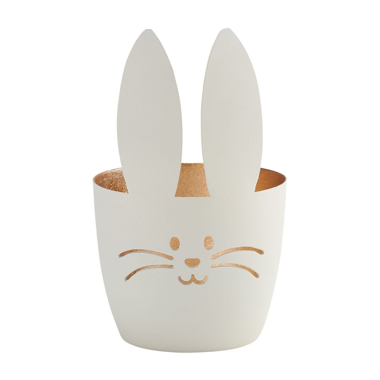 Madras Windlicht Hase weiß