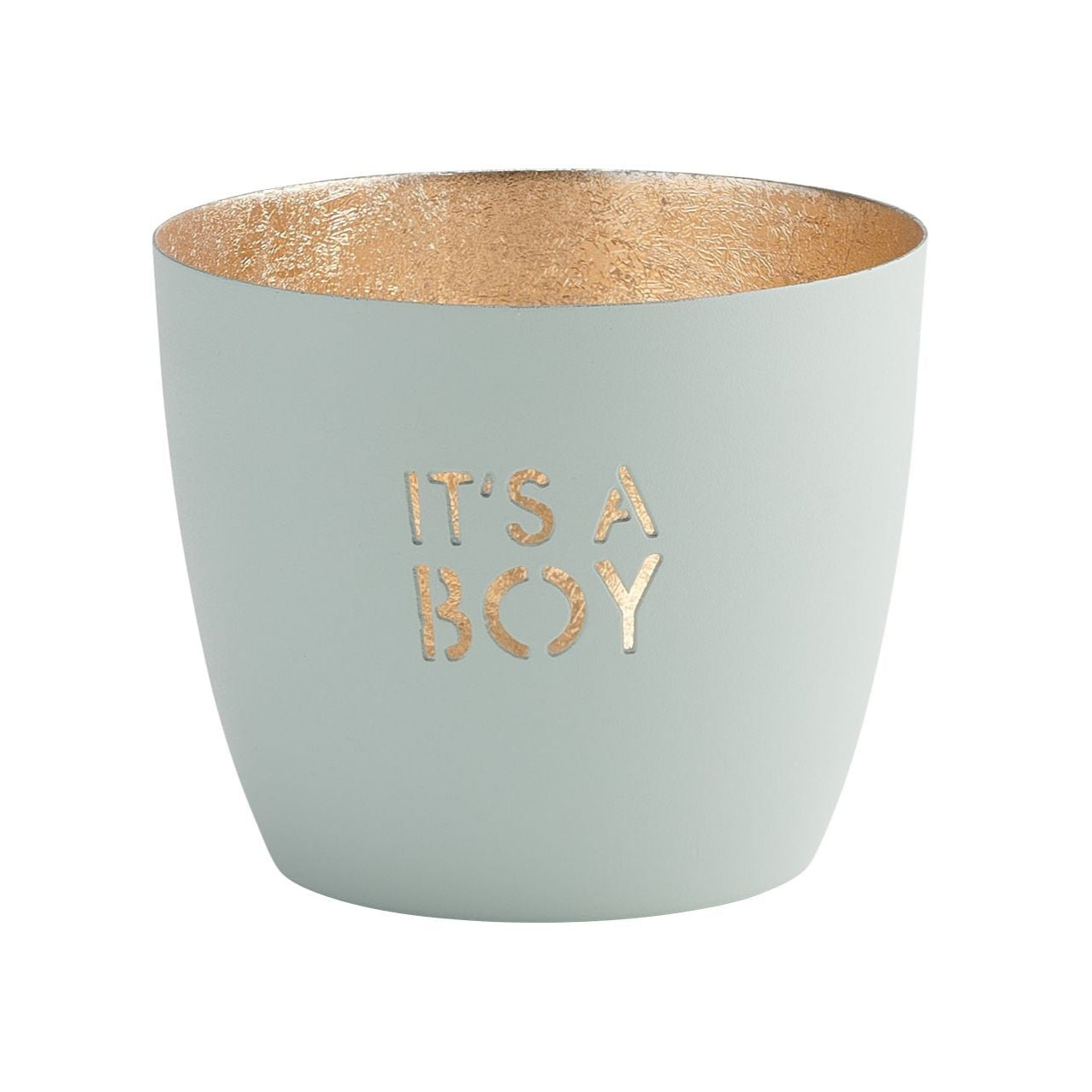 Madras Windlicht "It´s a boy" pastellblau