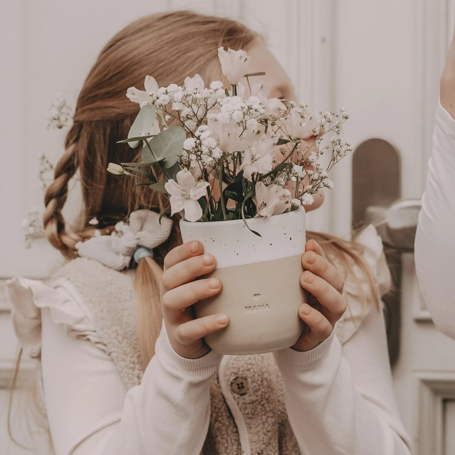 Steingut Becher Mama