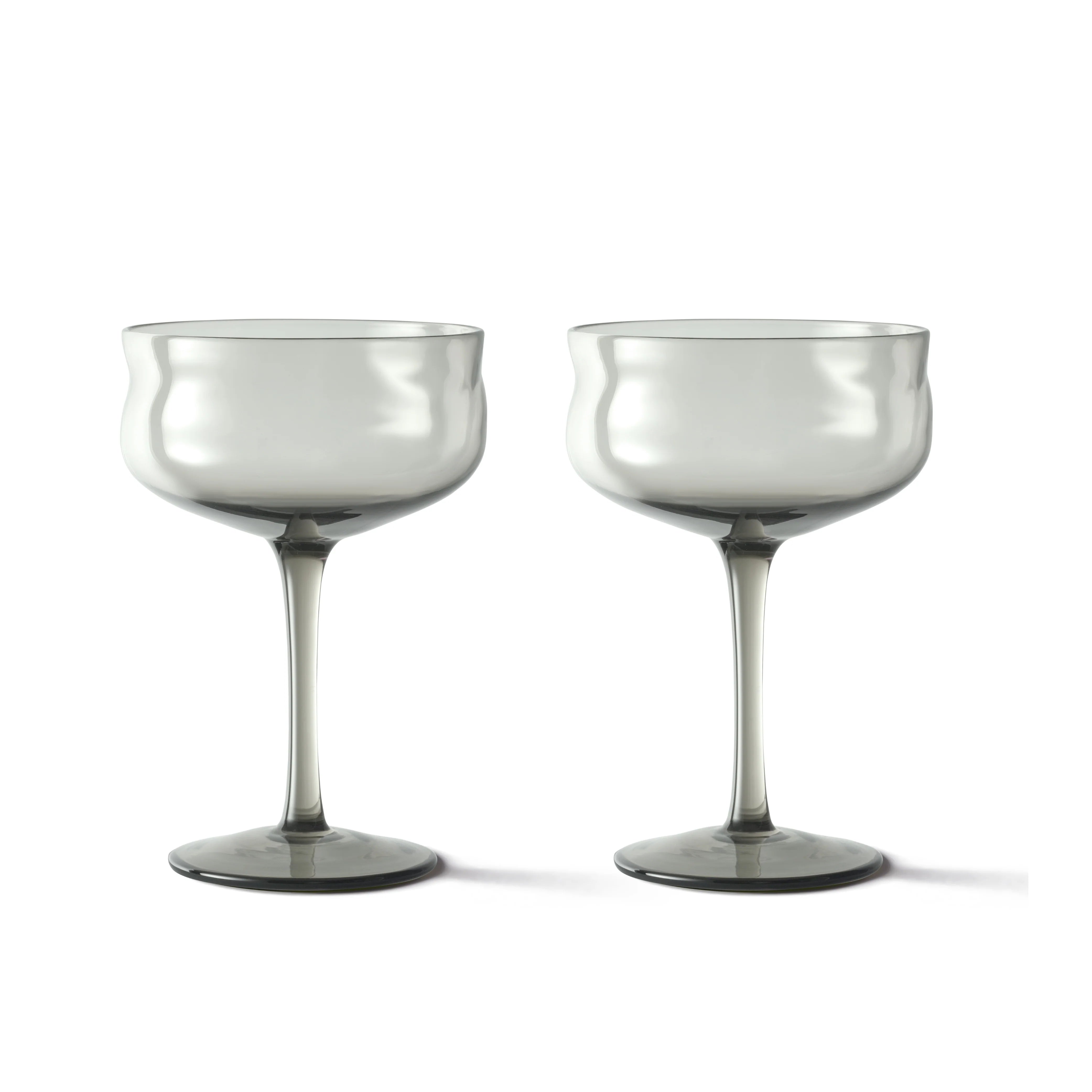 Swirl Champagne Coupe - 2er Set in Dunkgelgrau