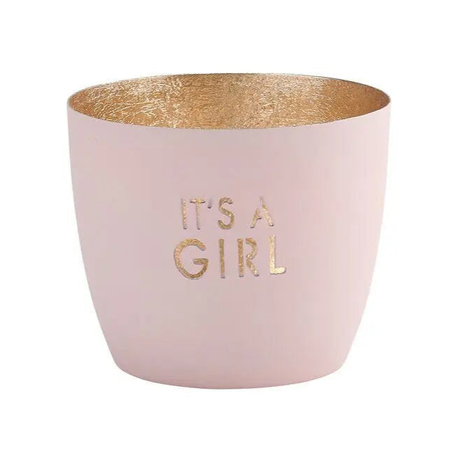 Madras Windlicht "It´s a girl" rosa