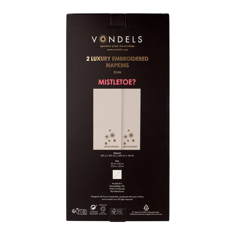 Stoffservietten Gold bestickt "Mistletoe"