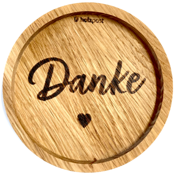 Holz Untersetzer, Danke