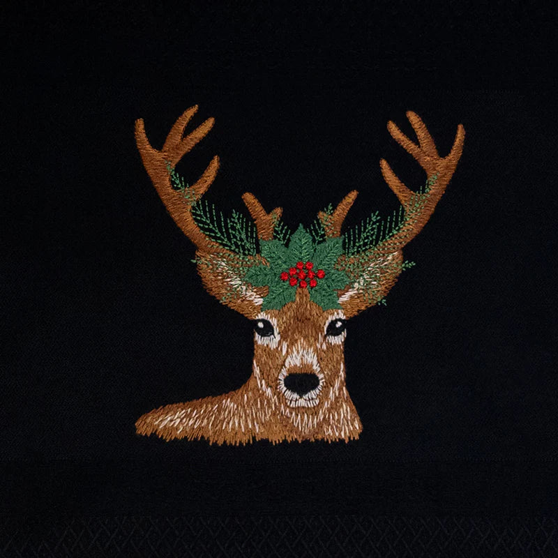 Geschirrtuch schwarz, Weihnachtshirsch