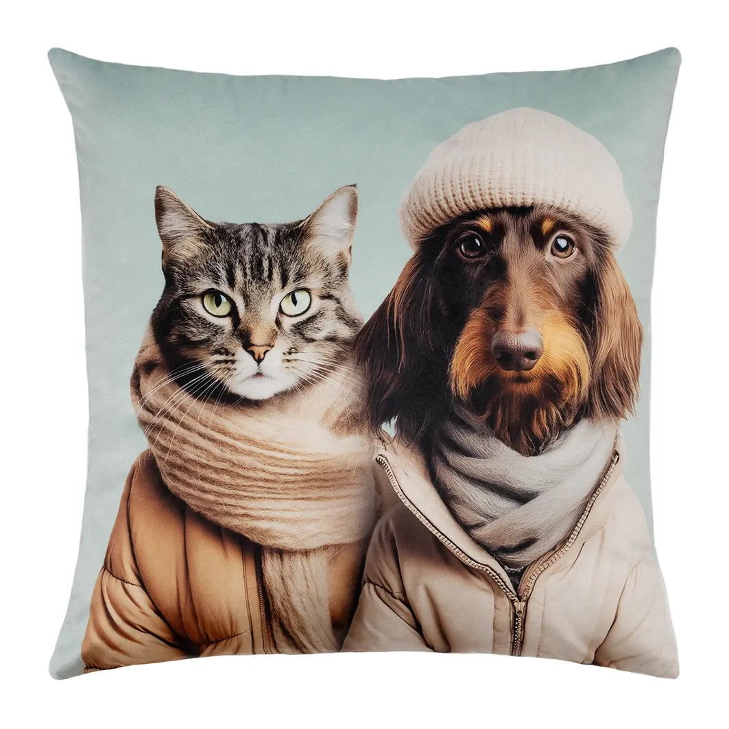 Kissenbezug 45x45cm Cat Loves Dog, Mint