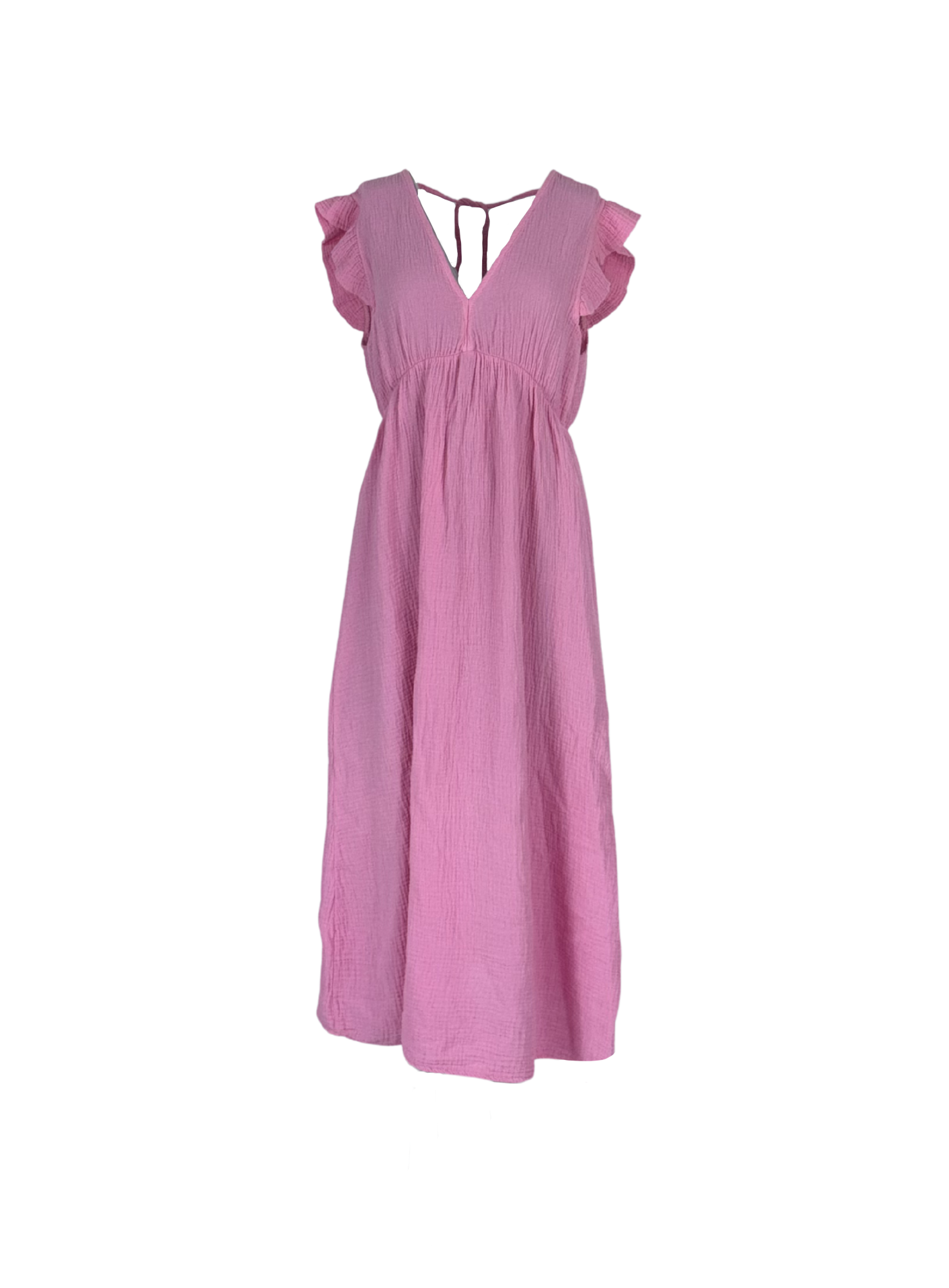 Musselin Kleid mit Flügelärmeln, Rosa