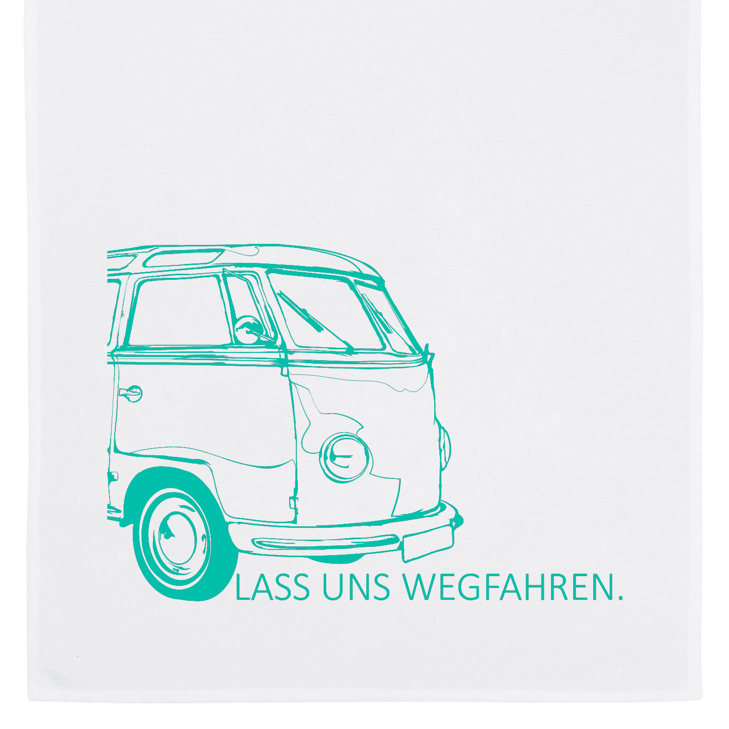 Geschirrtuch, "Lass uns wegfahren"