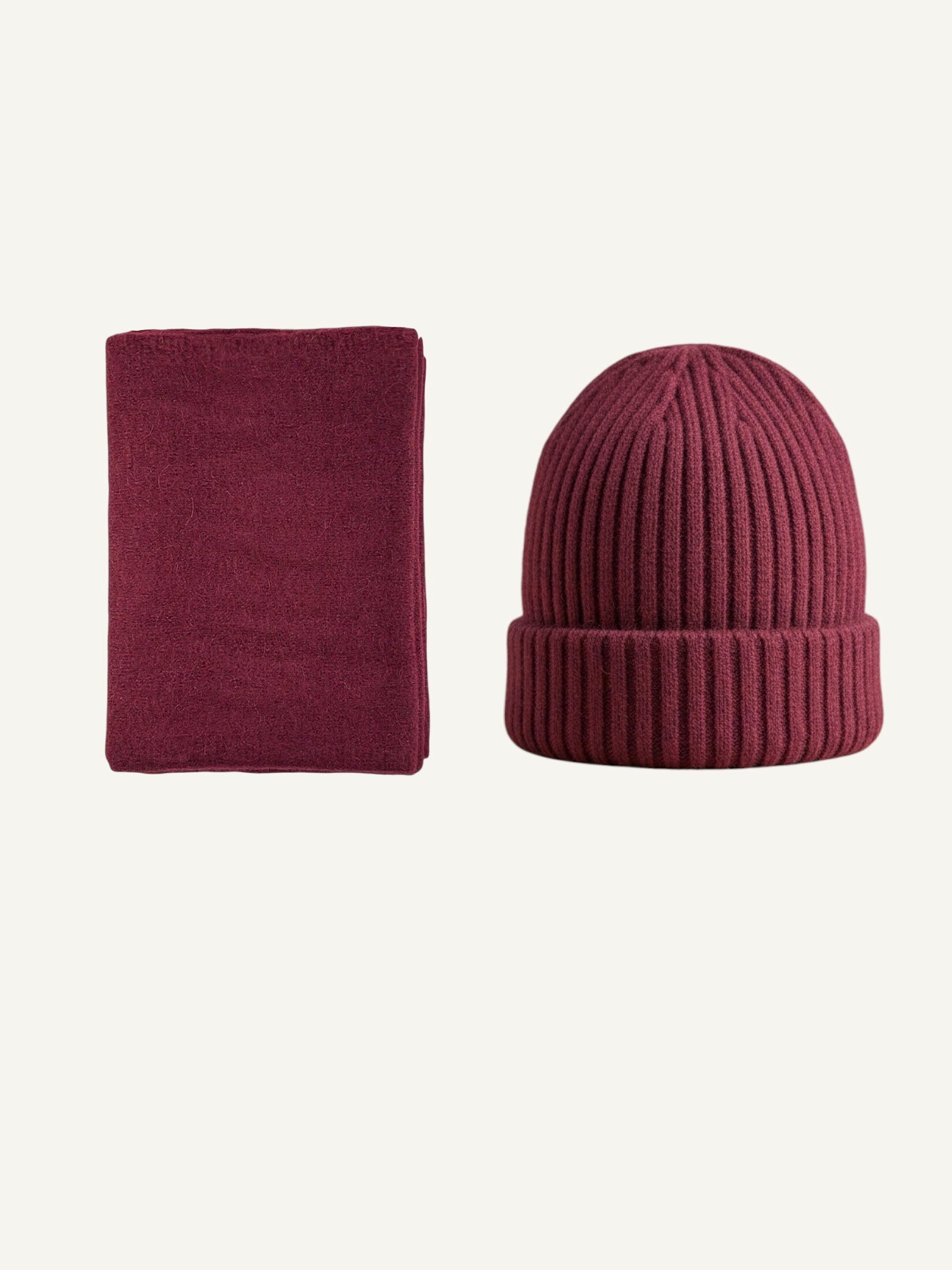 Schal- und Mützenset Lotta Bordeaux