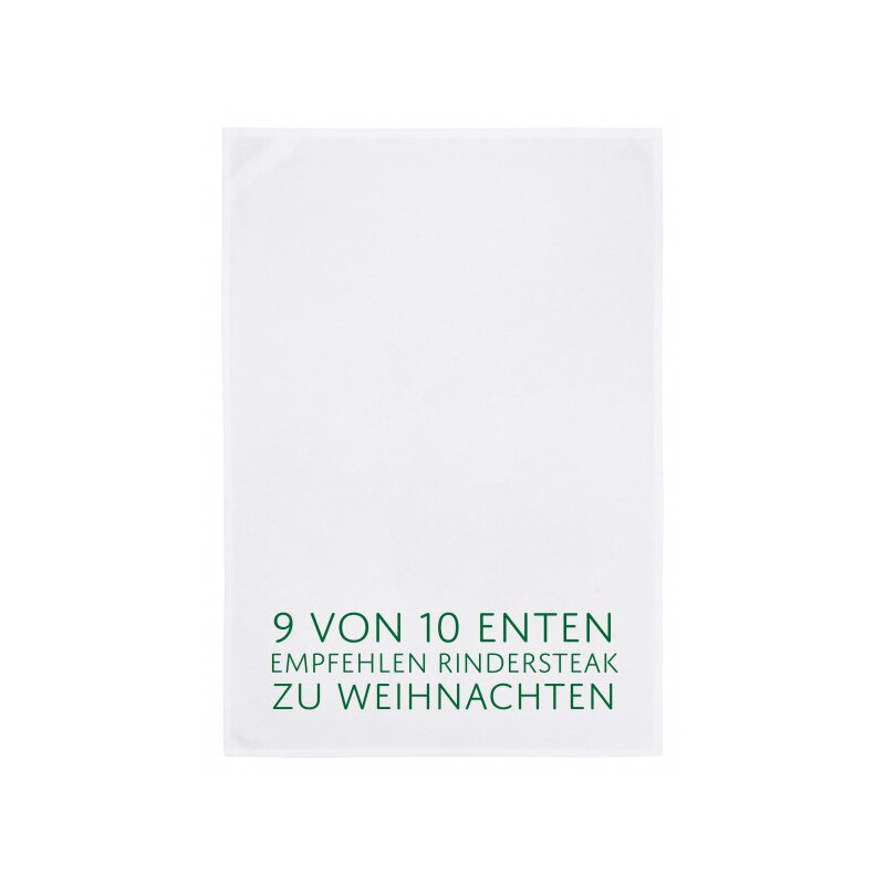 Geschirrtuch "9 von 10 Enten empfehlen Rindersteak zu Weihnachten"