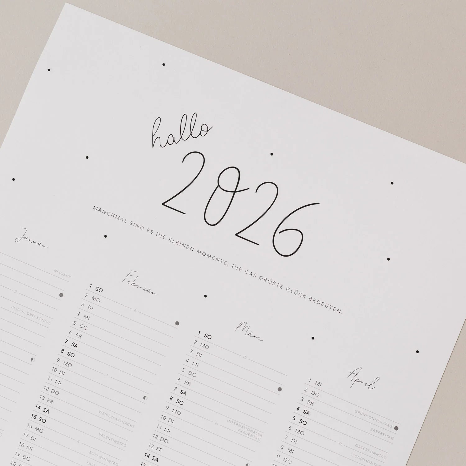 Wandkalender 2026