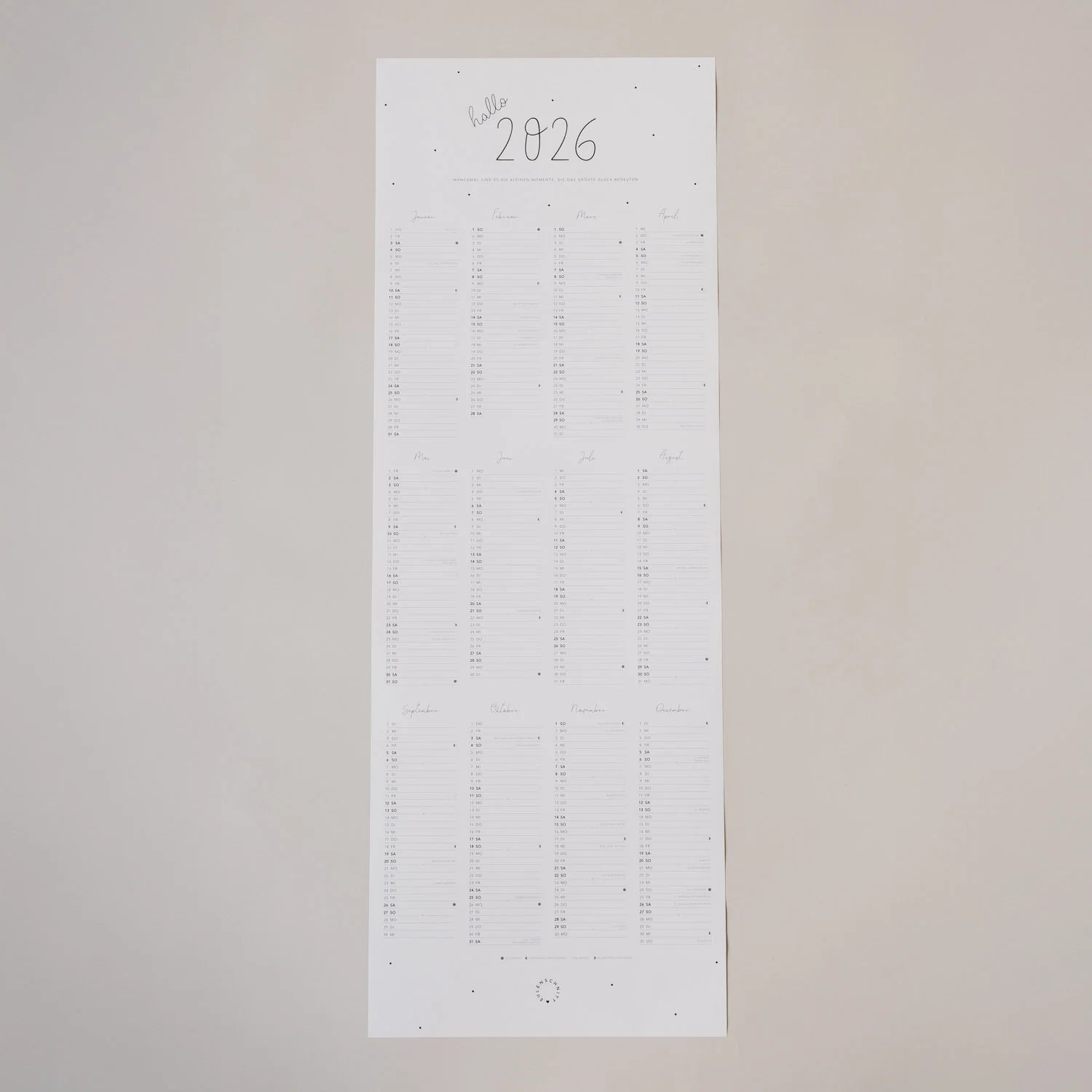 Wandkalender 2026