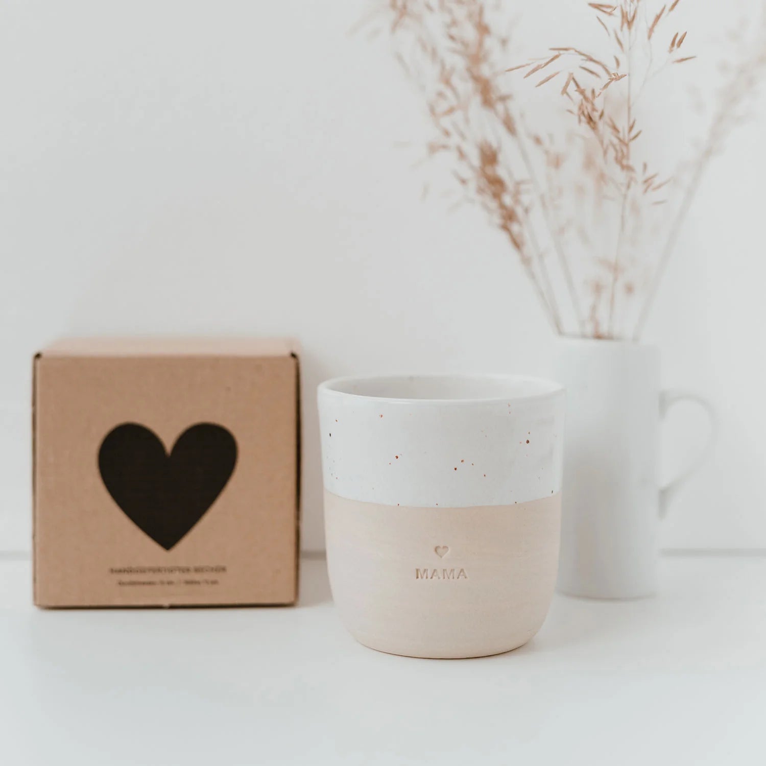 Steingut Becher Mama