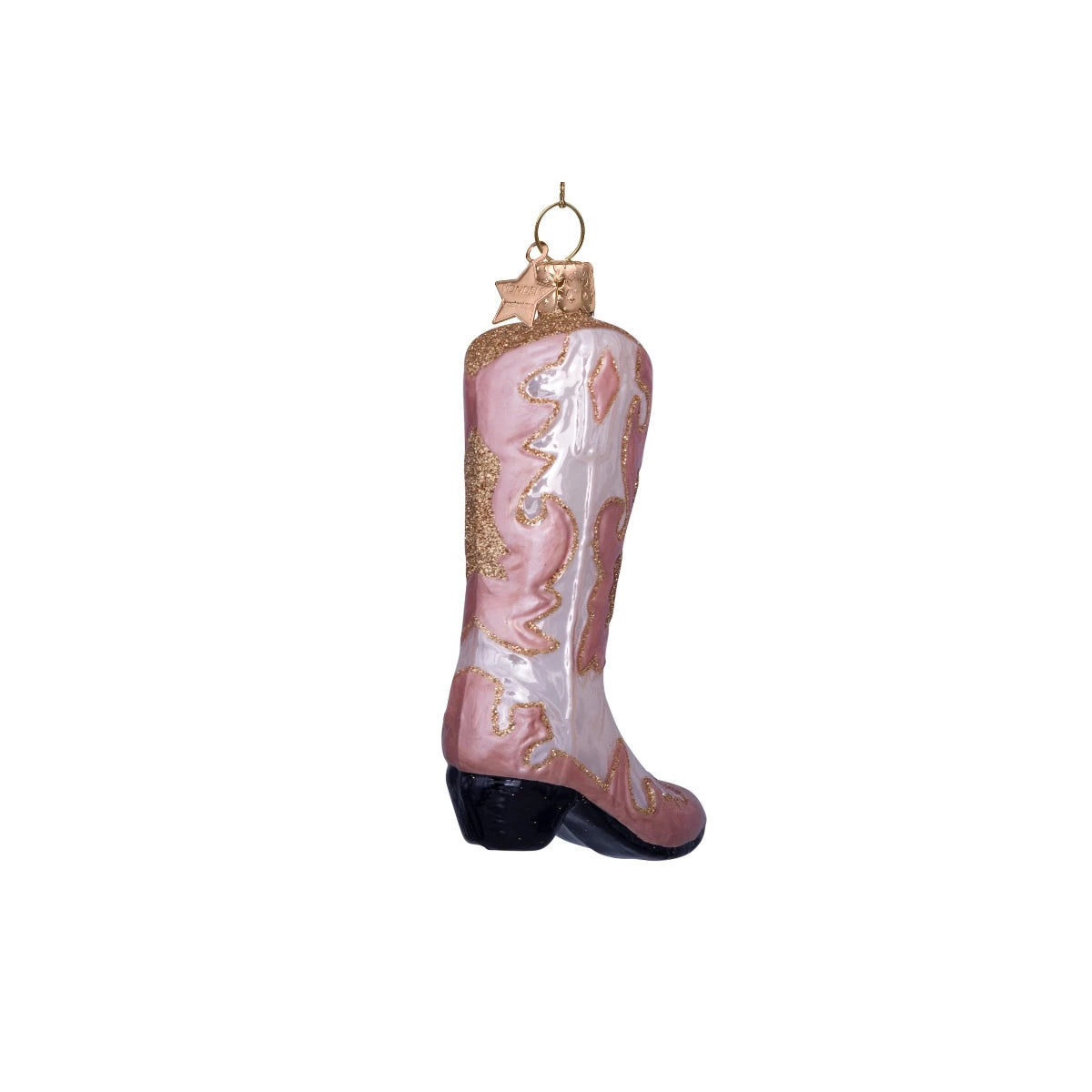 Glas Ornament, Cowboy Stiefel Champagner