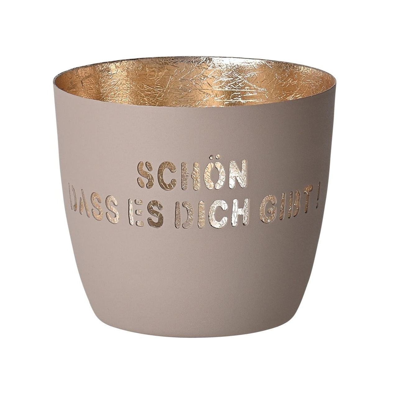 Madras Windlicht "Schön dass es dich gibt!" sandstone