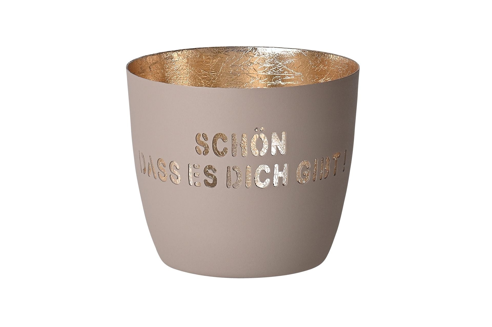 Madras Windlicht "Schön dass es dich gibt!" sandstone