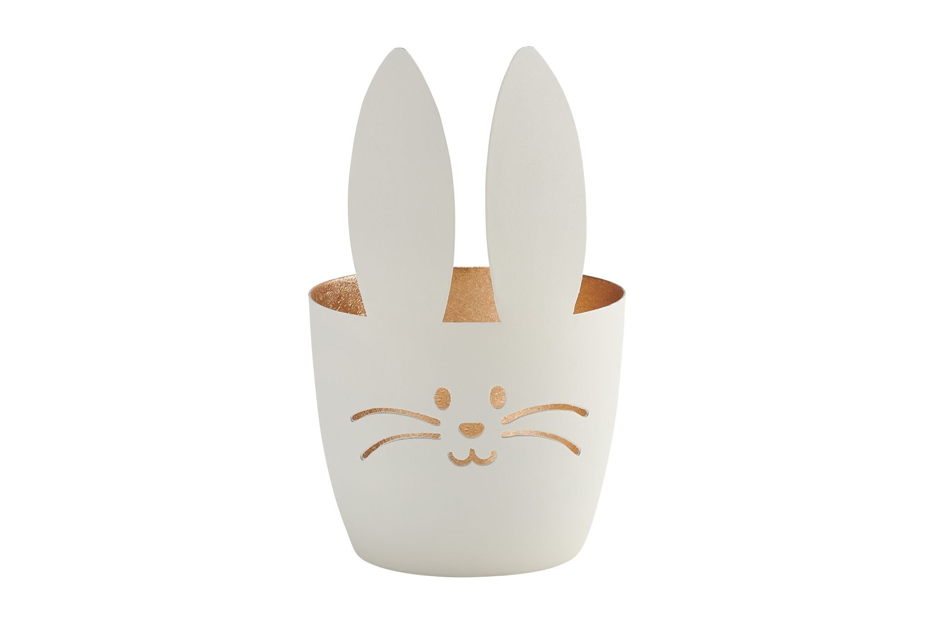 Madras Windlicht Hase weiß