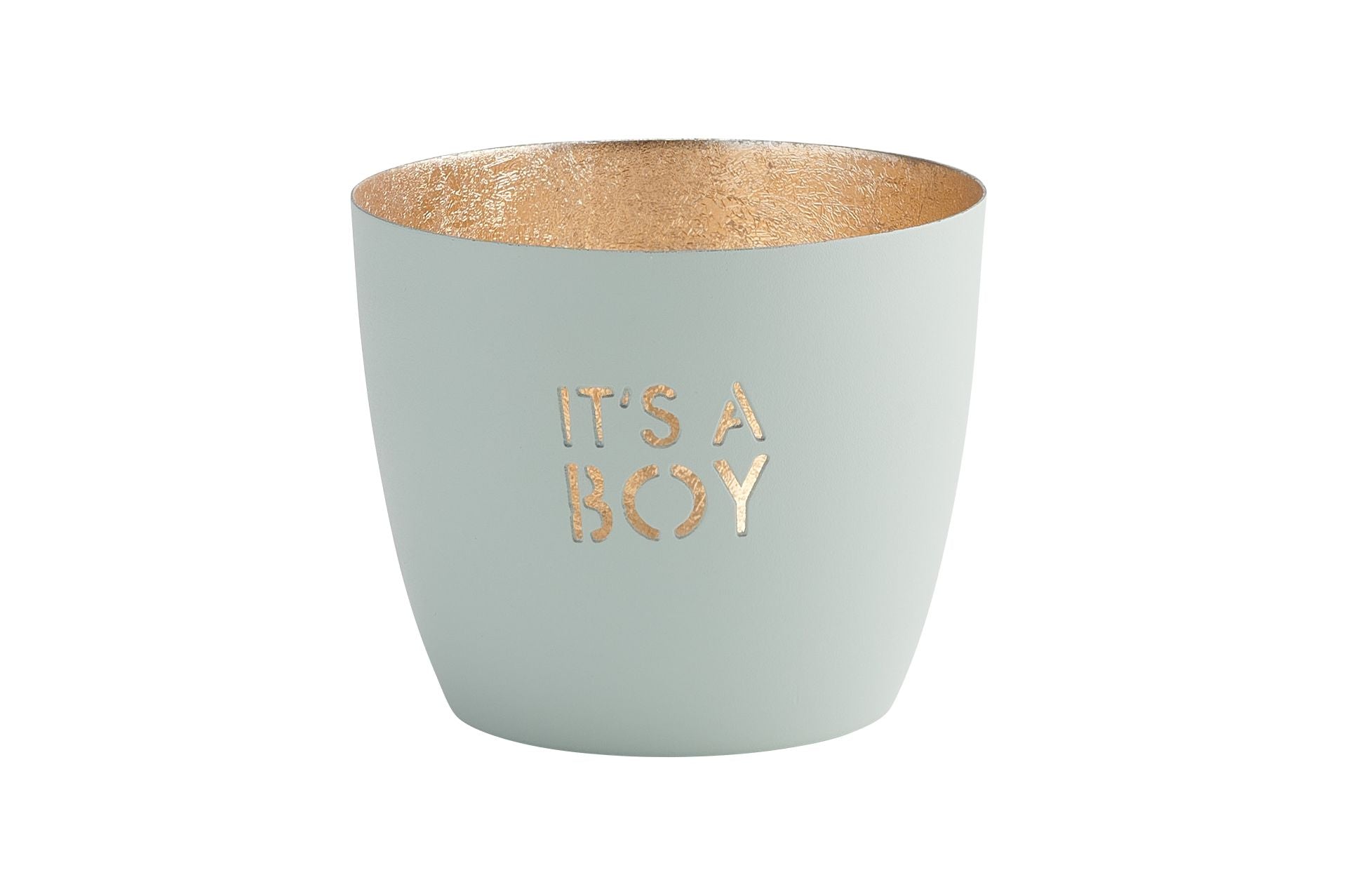 Madras Windlicht "It´s a boy" pastellblau