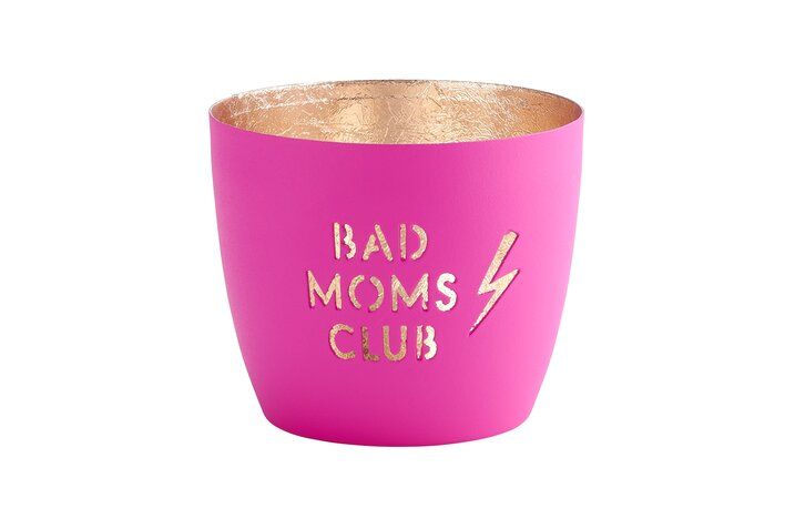 Madras Windlicht "Bad Moms Club" pink