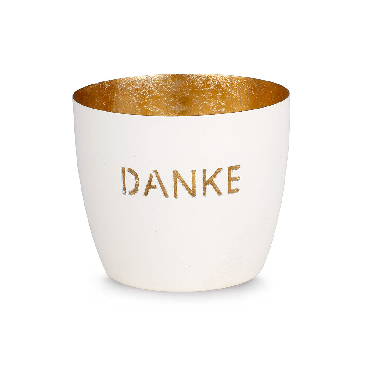 Madras Windlicht "Danke" weiß