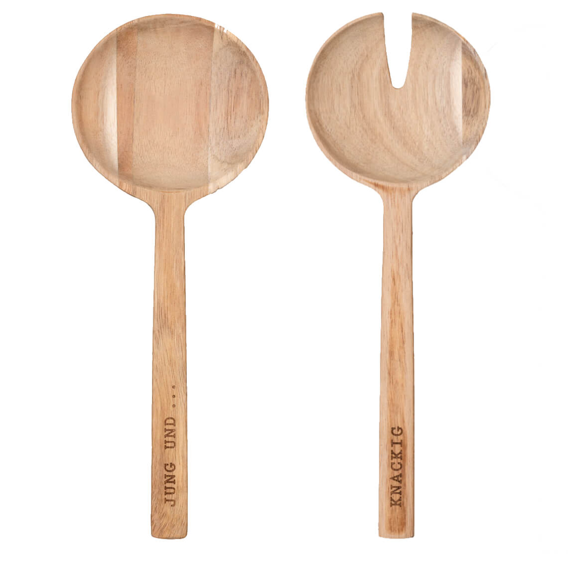 Salatbesteck aus Holz "Jung und Knackig..."