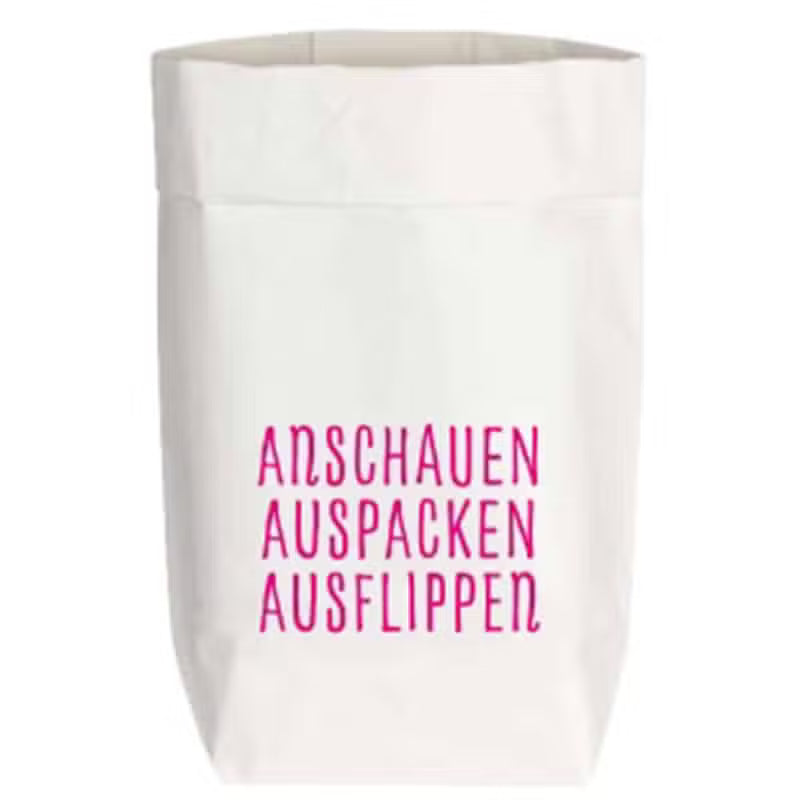 Geschenktüte Klein "anschauen, auspacken, ausflippen"