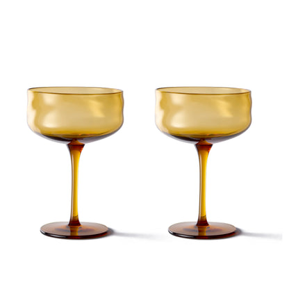 Swirl Champagne Coupe - 2er Set in Ockergelb