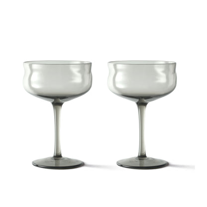 Swirl Champagne Coupe - 2er Set in Dunkgelgrau