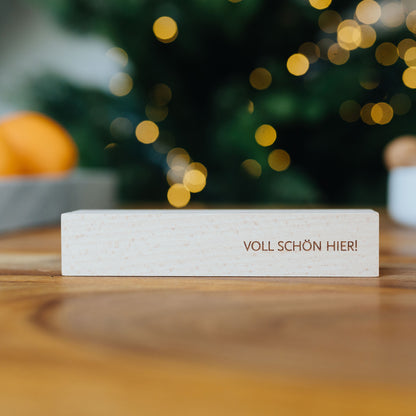 Kartenständer aus Holz "VOLL SCHÖN HIER!"