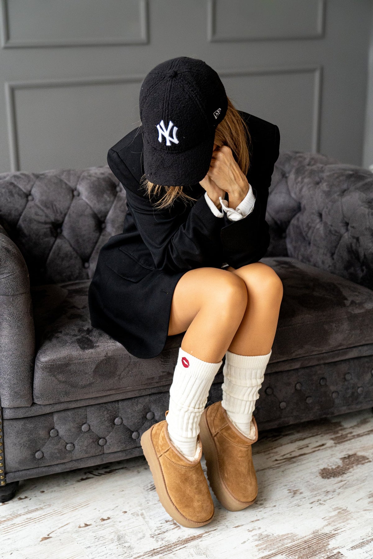 COZY KISS Socken 2er-Set, off-white & grey
