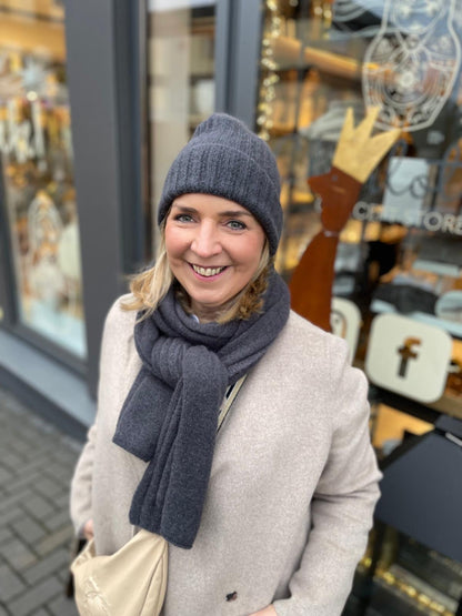 Schal- und Mützenset Lotta dunkelgrau