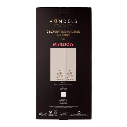 Stoffservietten Gold bestickt "Mistletoe"