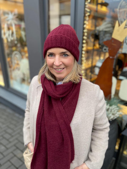 Schal- und Mützenset Lotta Bordeaux