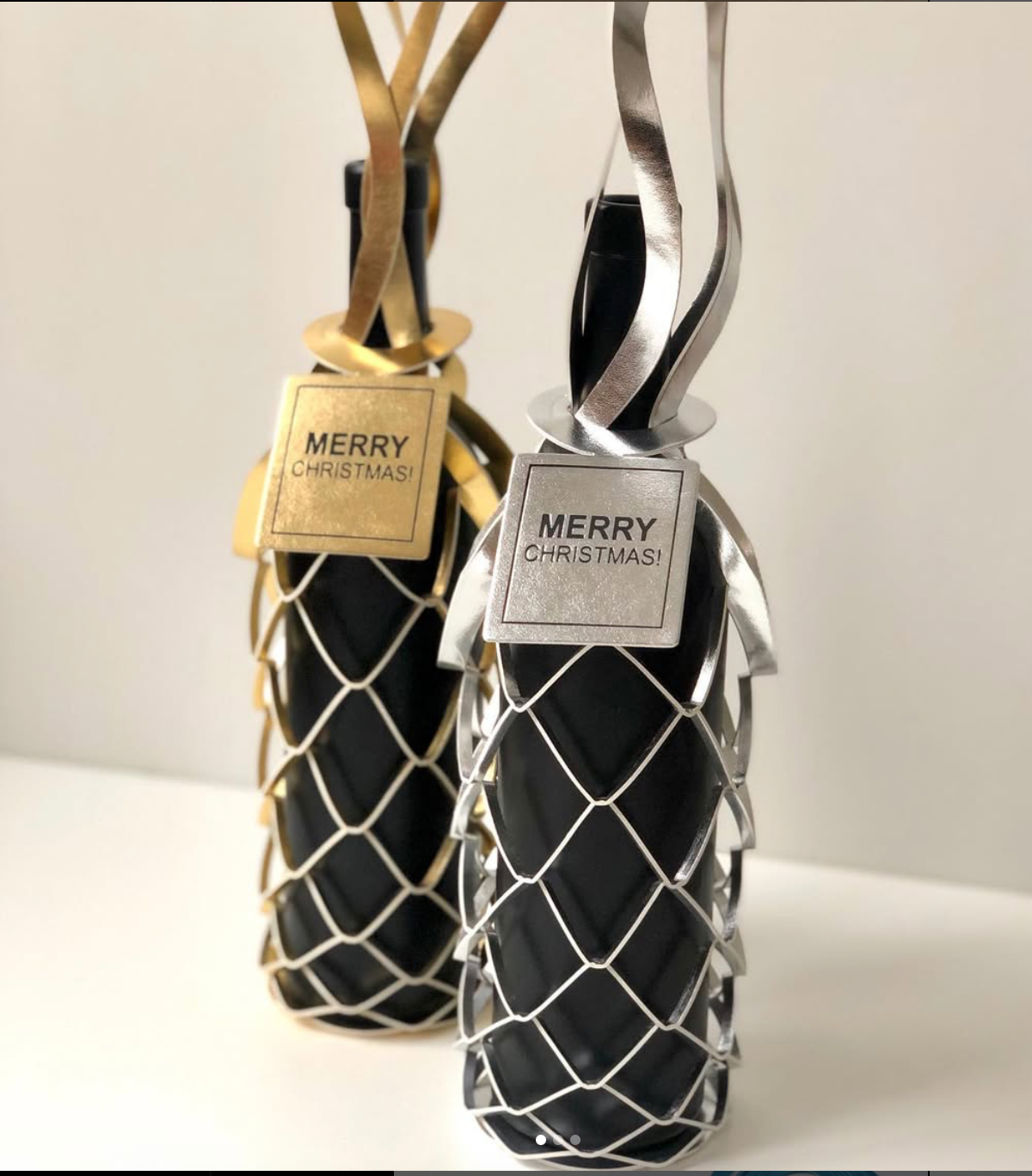 Flaschennetz Geschenkverpackung Silber