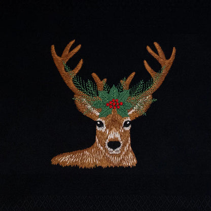 Geschirrtuch schwarz, Weihnachtshirsch