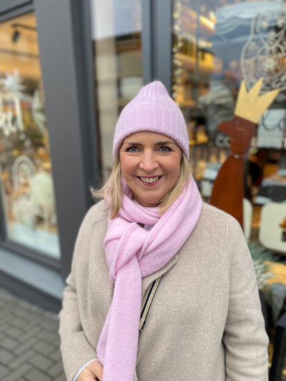 Schal- und Mützenset Lotta rosa