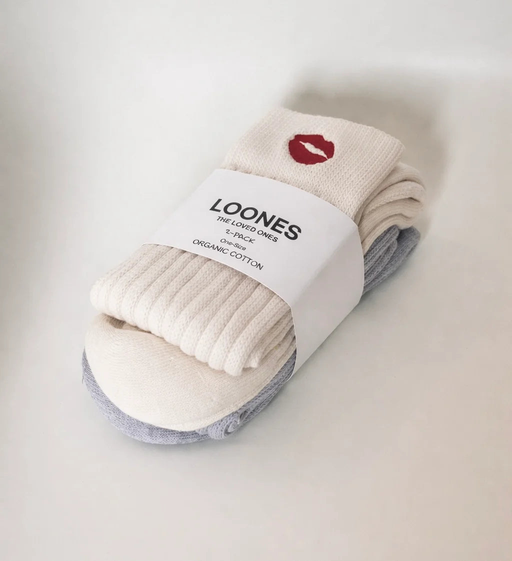 COZY KISS Socken 2er-Set, off-white & grey