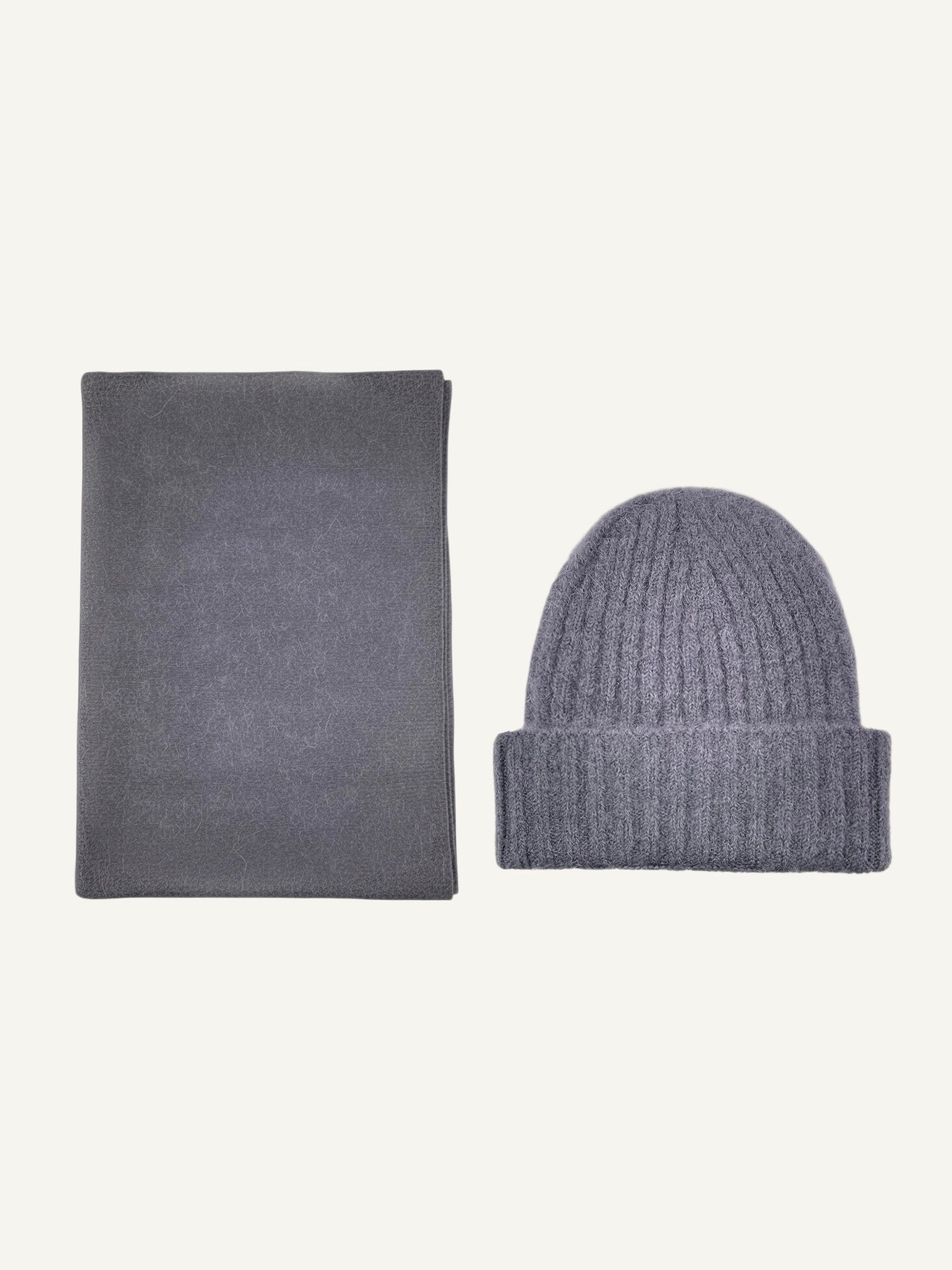 Schal- und Mützenset Lotta dunkelgrau