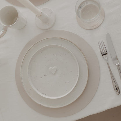Wendbare Platzsets aus Kunstleder - Creme- ,,Lieblingsmensch“