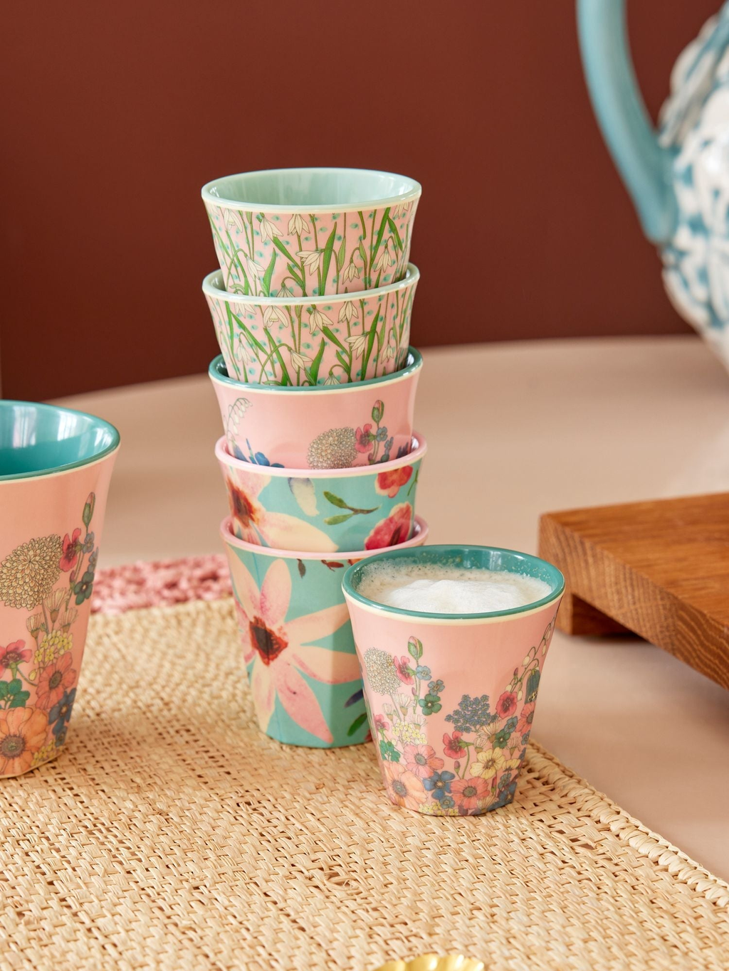 Melamin Espresso Becher 6er Set Blumen