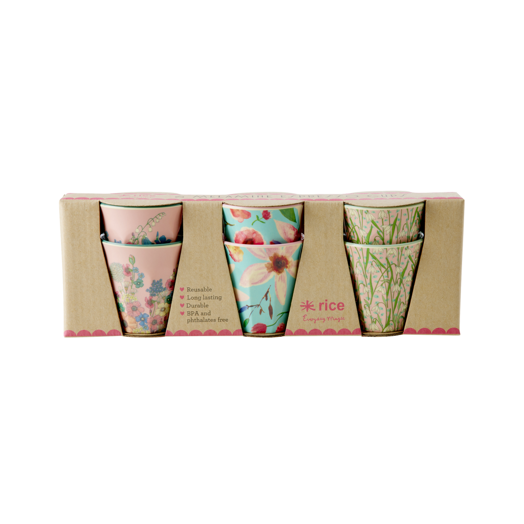 Melamin Espresso Becher 6er Set Blumen