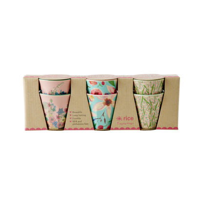 Melamin Espresso Becher 6er Set Blumen
