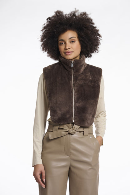 Nura Fellkragen dark toffee