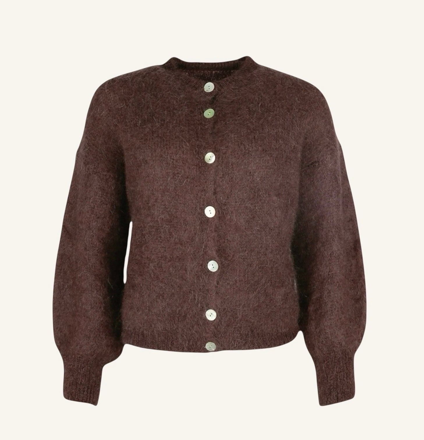 Strickjacke Braun aus Kid Mohair - ,,Nola''