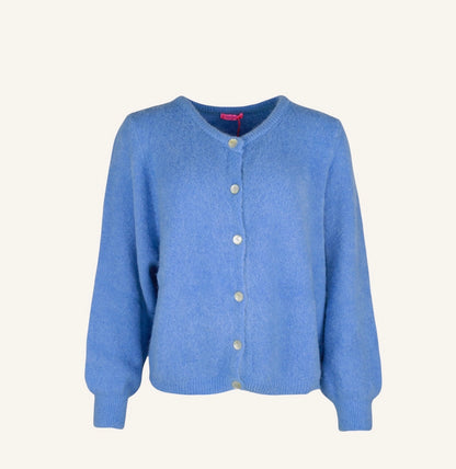 Strickjacke aus Baby Alpaka Wolle - Blau