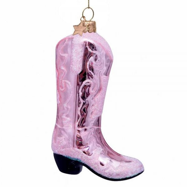 Glas Ornament, Cowboy Stiefel Rosa