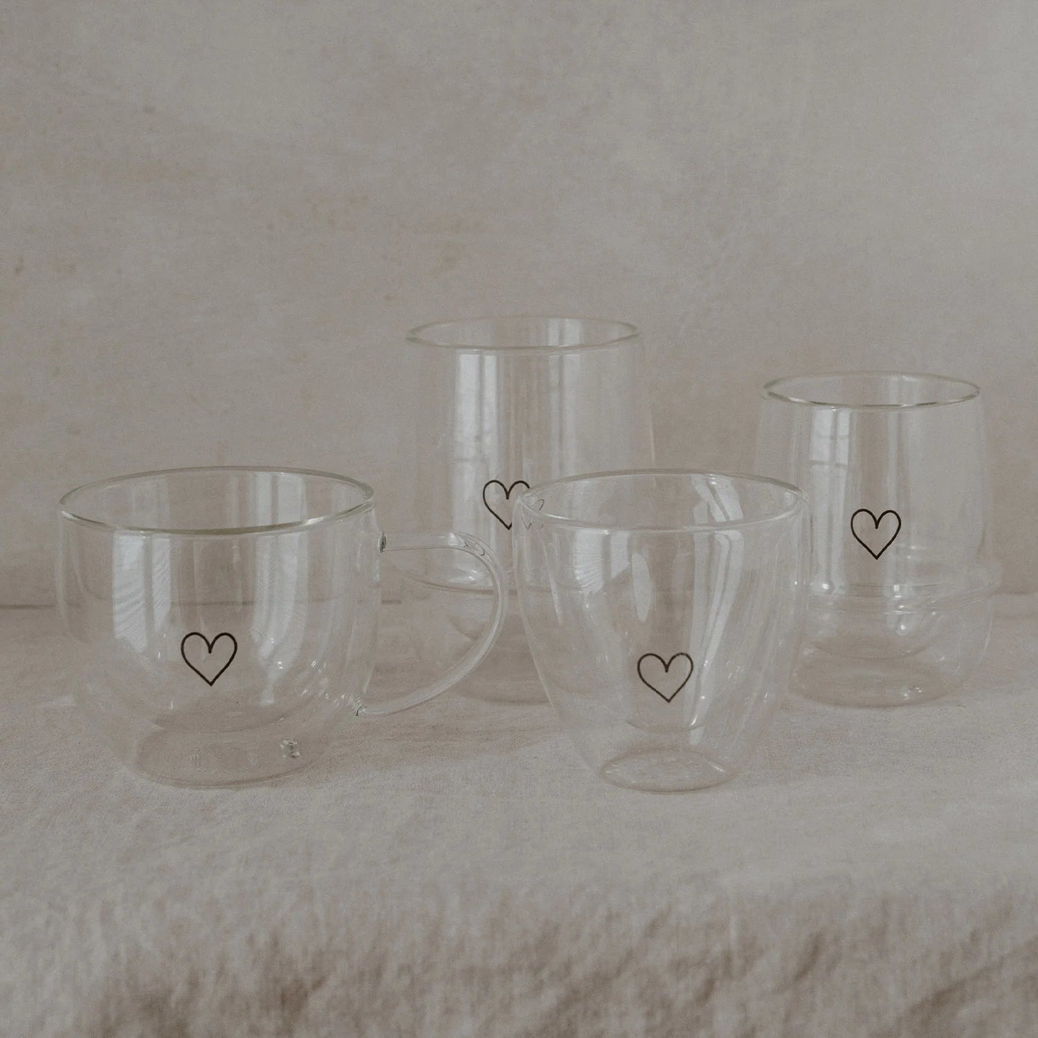 Doppelwandige Glastasse Herz