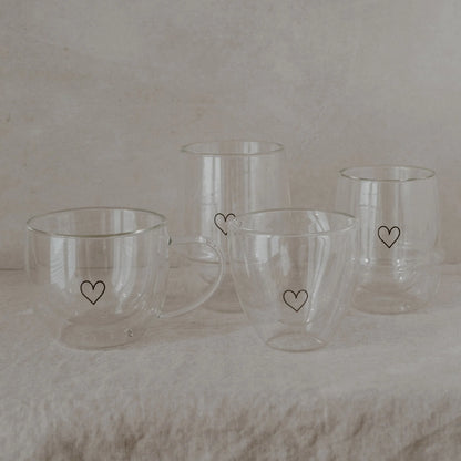 Doppelwandiges Latte Macchiato Glas Herz