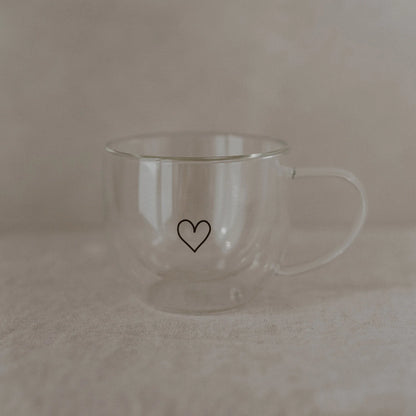 Doppelwandige Glastasse Herz